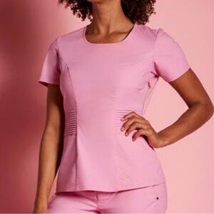 Jaanuu Pintuck Scrub Top Pink Size Small